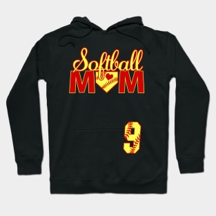 Softball Mom #9 Jersey Favorite Player Biggest Fan Heart Nine Hoodie